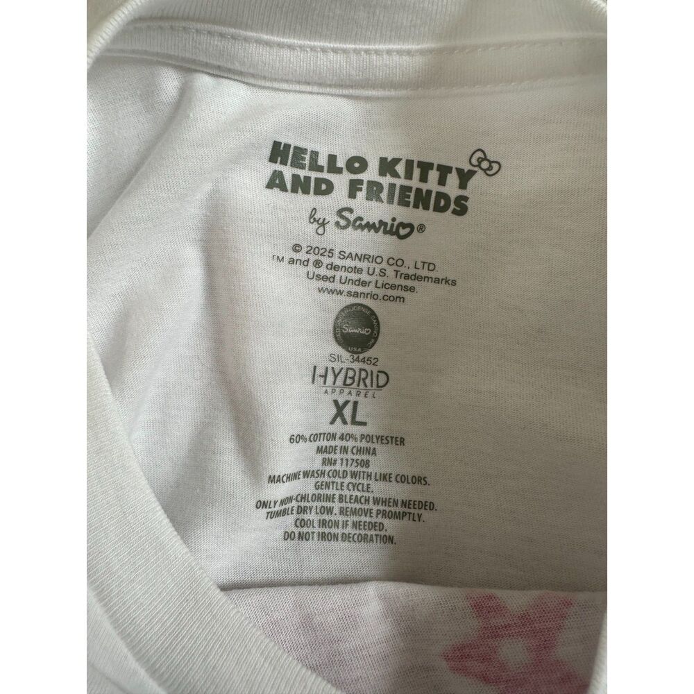 Sanrio Hello Kitty And Friends Shirt White Pink Glitter Graphic Tee Adult XL - Picture 4 of 4